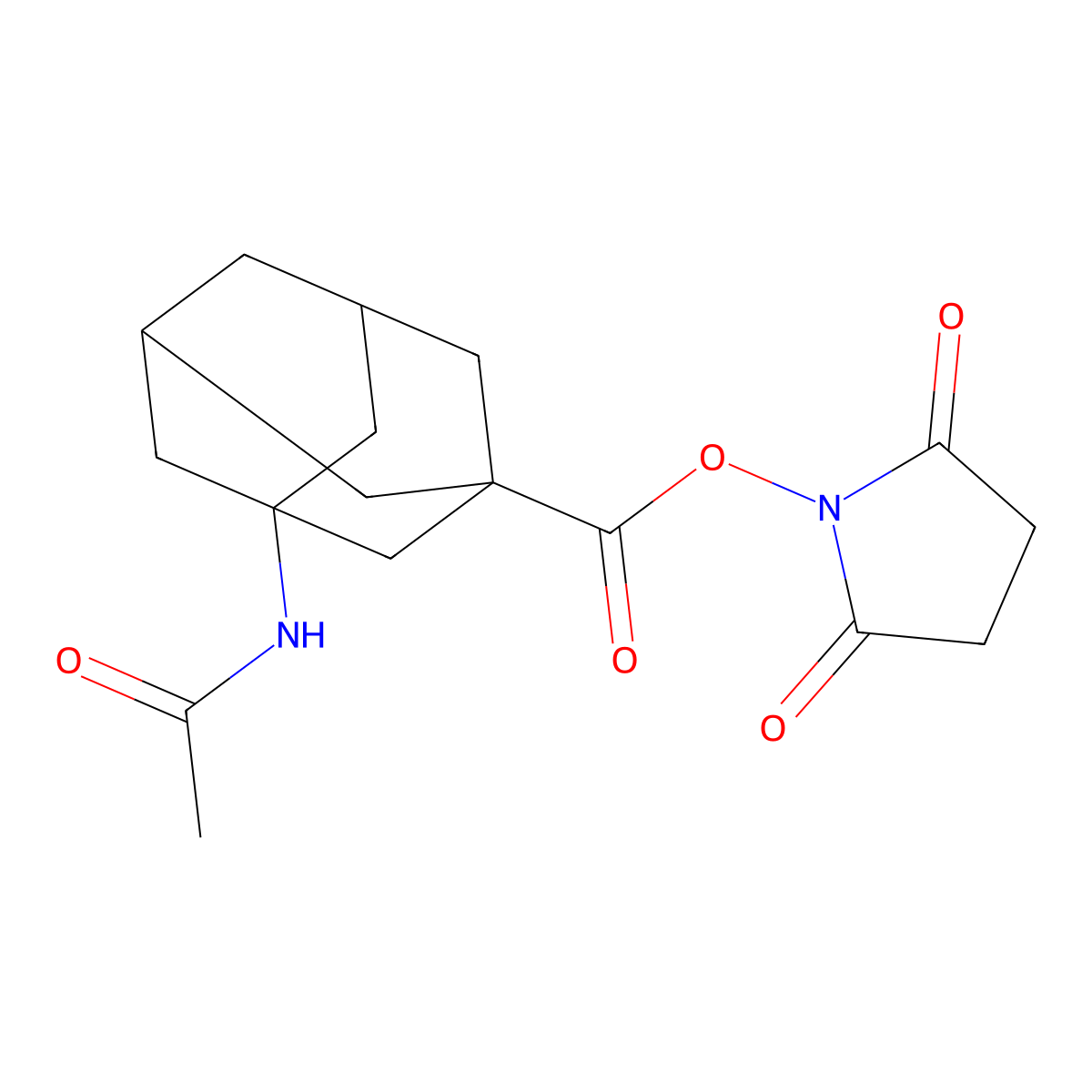 2,5-Dioxopyrrolidin-1-yl-3-acetamidoadamantane-1-carboxylate molecular structure, CAS 2137490-15-2