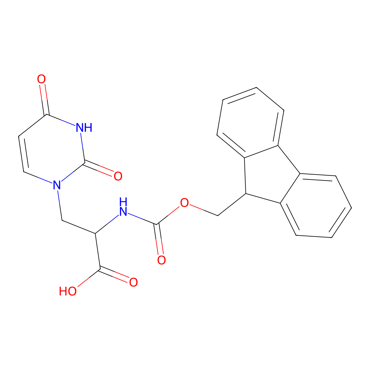 3-(2,4-dioxo-1,2,3,4-tetrahydropyrimidin-1-yl)-2-((((9H-fluoren-9-yl)methoxy)carbonyl)amino)propanoic acid molecular structure, CAS 2137493-38-8