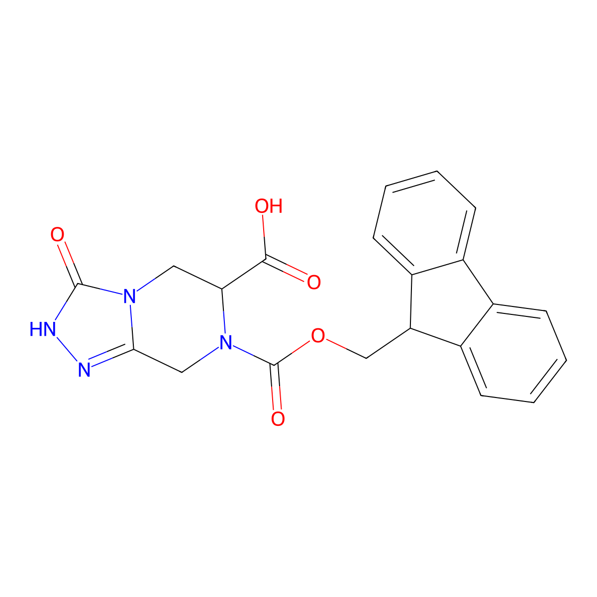 7-{[(9H-fluoren-9-yl)methoxy]carbonyl}-3-oxo-2H,3H,5H,6H,7H,8H-[1,2,4]triazolo[4,3-a]piperazine-6-carboxylic acid molecular structure, CAS 2137493-56-0