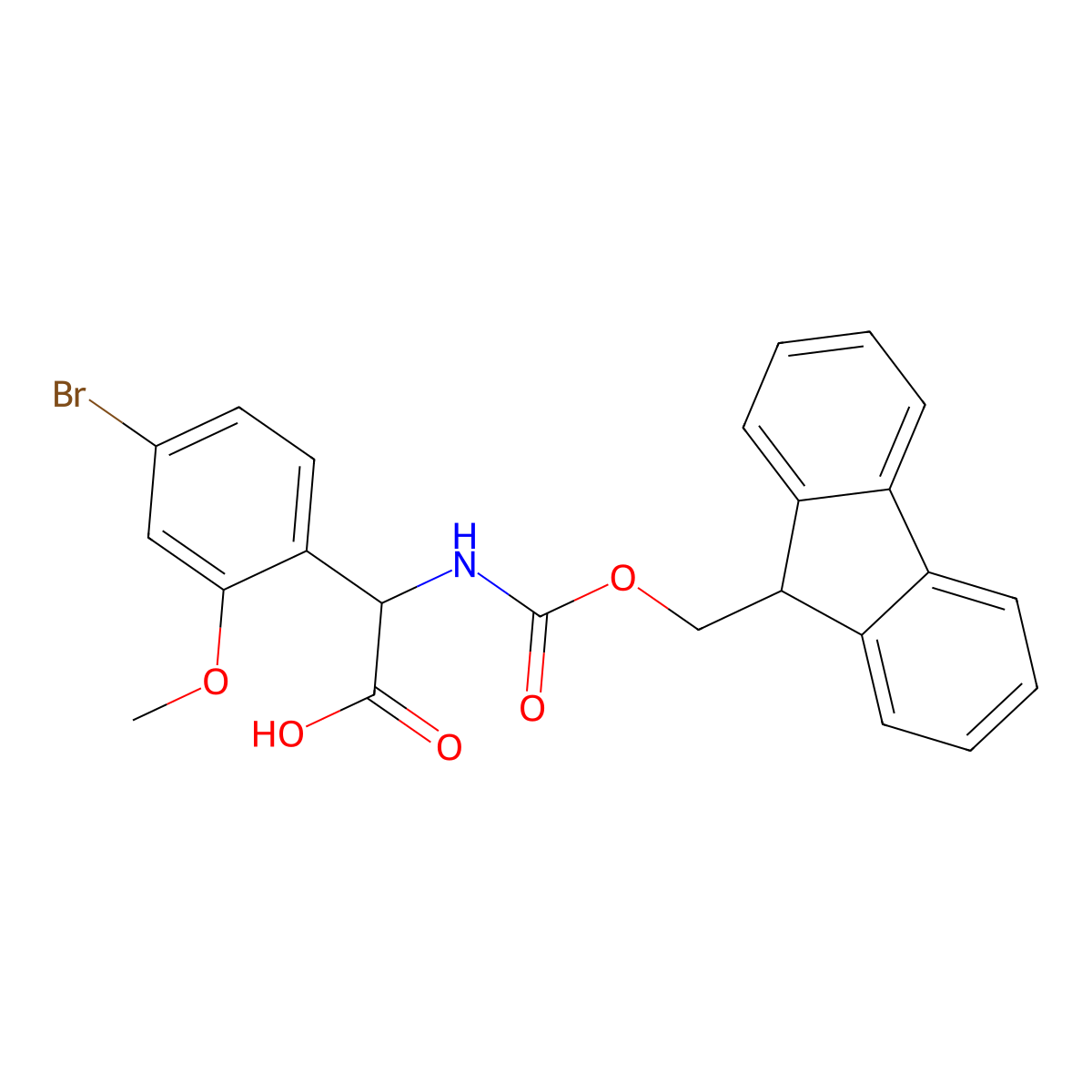 2-(4-bromo-2-methoxyphenyl)-2-({[(9H-fluoren-9-yl)methoxy]carbonyl}amino)acetic acid molecular structure, CAS 2137494-09-6