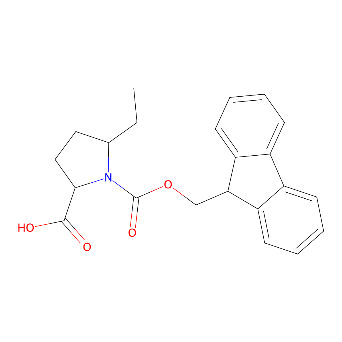 5-ethyl-1-{[(9H-fluoren-9-yl)methoxy]carbonyl}pyrrolidine-2-carboxylic acid molecular structure, CAS 2137502-85-1