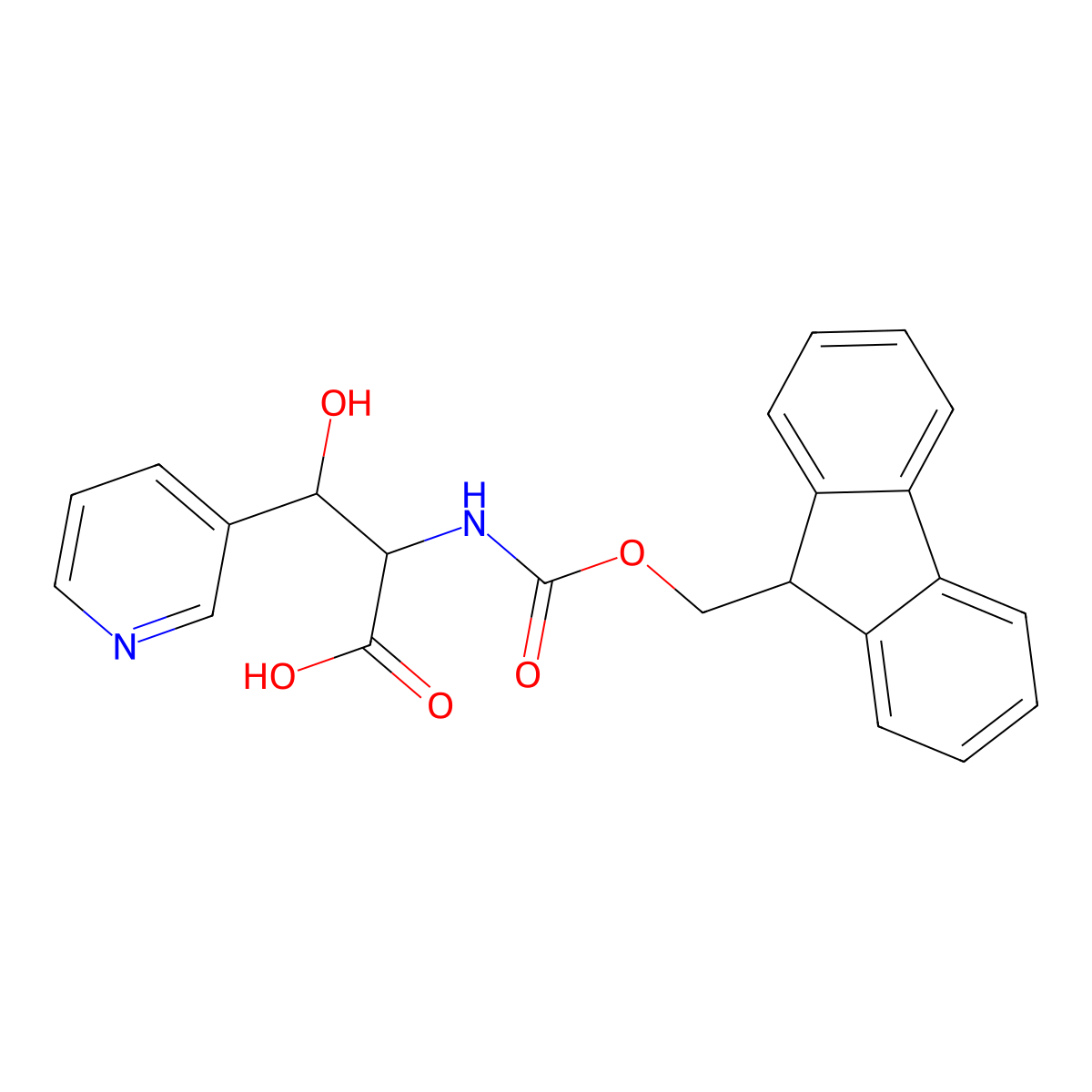 2-({[(9H-fluoren-9-yl)methoxy]carbonyl}amino)-3-hydroxy-3-(pyridin-3-yl)propanoic acid molecular structure, CAS 2137503-22-9