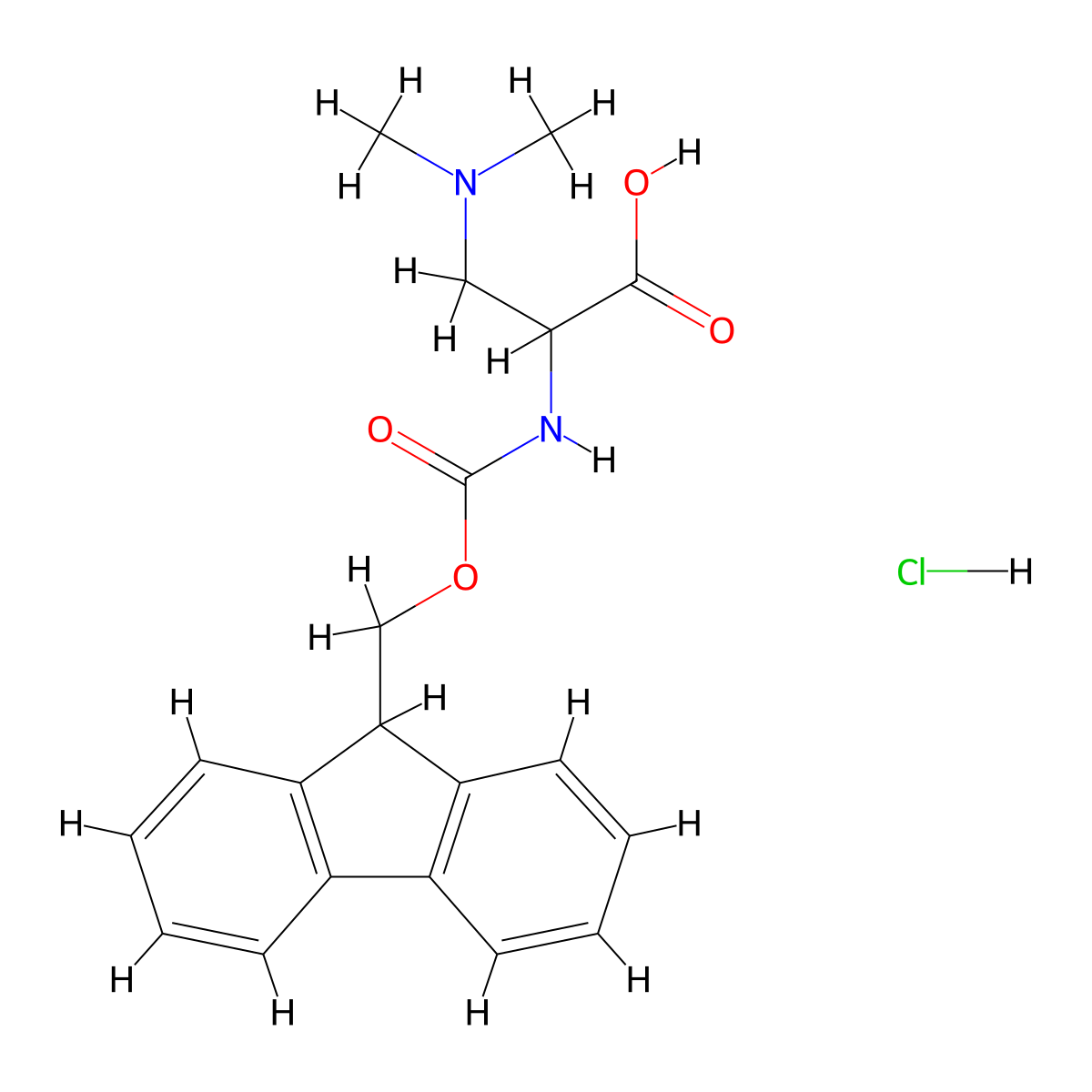 3-(dimethylamino)-2-({[(9H-fluoren-9-yl)methoxy]carbonyl}amino)propanoic acid hydrochloride molecular structure, CAS 2137503-27-4