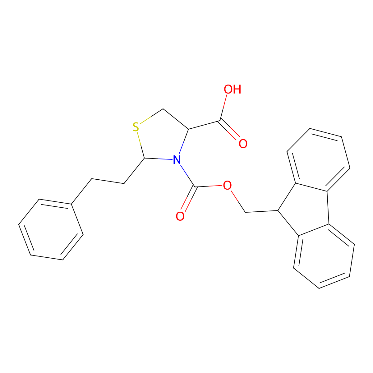 3-{[(9H-fluoren-9-yl)methoxy]carbonyl}-2-(2-phenylethyl)-1,3-thiazolidine-4-carboxylic acid molecular structure, CAS 2137503-59-2