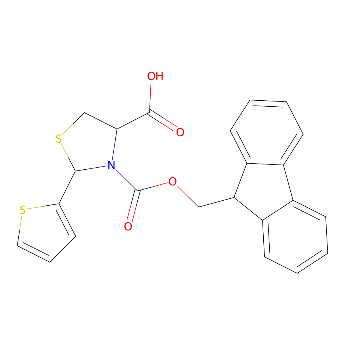 3-{[(9H-fluoren-9-yl)methoxy]carbonyl}-2-(thiophen-2-yl)-1,3-thiazolidine-4-carboxylic acid molecular structure, CAS 2137503-62-7