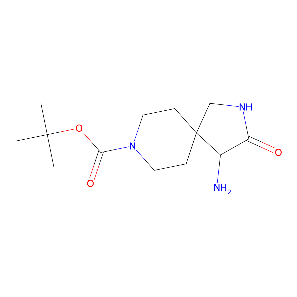 tert-Butyl 4-amino-3-oxo-2,8-diazaspiro[4.5]decane-8-carboxylate molecular structure, CAS 2137503-80-9
