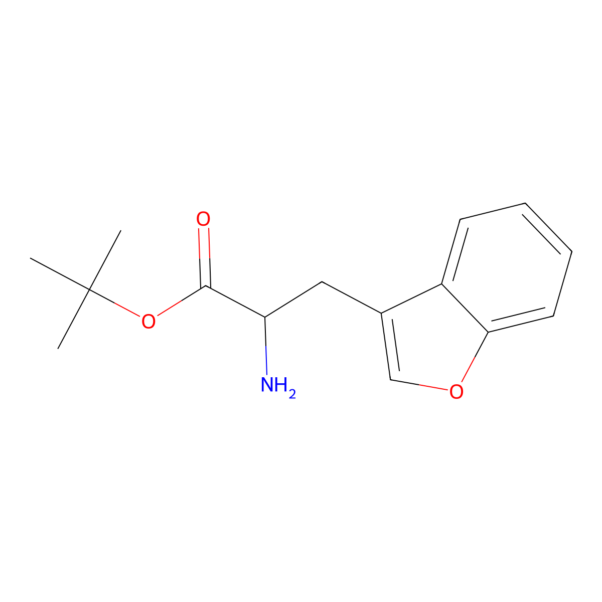 Tert-butyl 2-amino-3-(1-benzofuran-3-yl)propanoate molecular structure, CAS 2137504-13-1