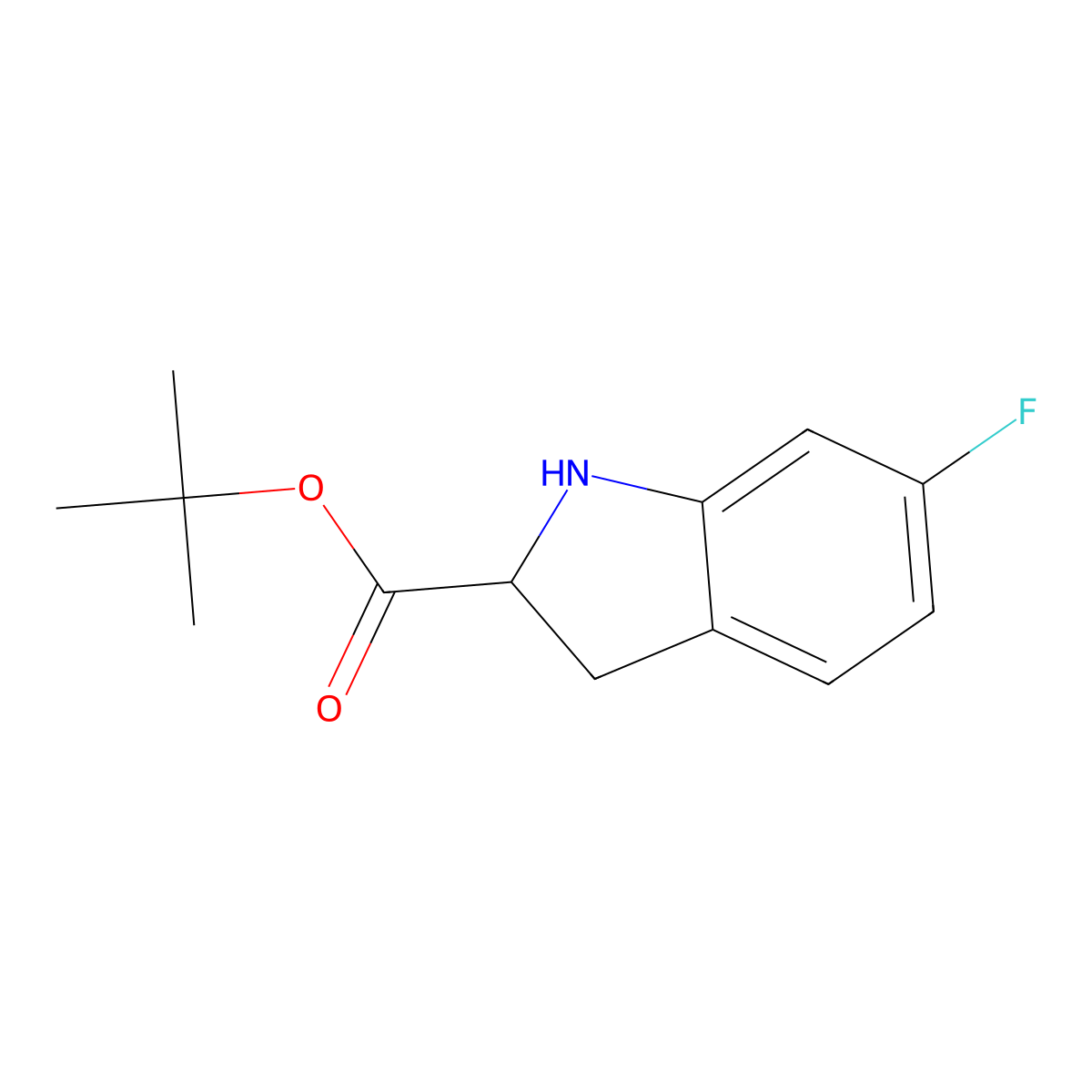 tert-butyl 6-fluoro-2,3-dihydro-1H-indole-2-carboxylate molecular structure, CAS 2137504-38-0