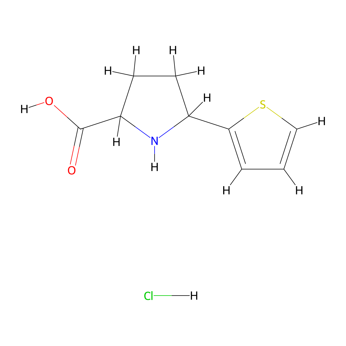 5-(Thiophen-2-yl)pyrrolidine-2-carboxylic acid hydrochloride molecular structure, CAS 2137504-44-8