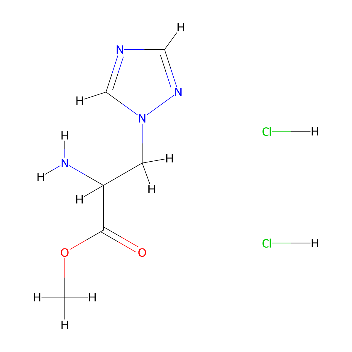 methyl 2-amino-3-(1H-1,2,4-triazol-1-yl)propanoate dihydrochloride molecular structure, CAS 2137505-54-3