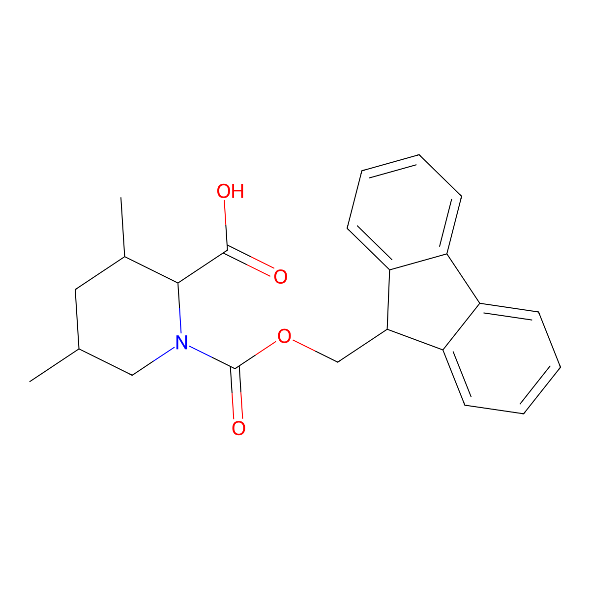 1-{[(9H-fluoren-9-yl)methoxy]carbonyl}-3,5-dimethylpiperidine-2-carboxylic acid molecular structure, CAS 2137505-60-1