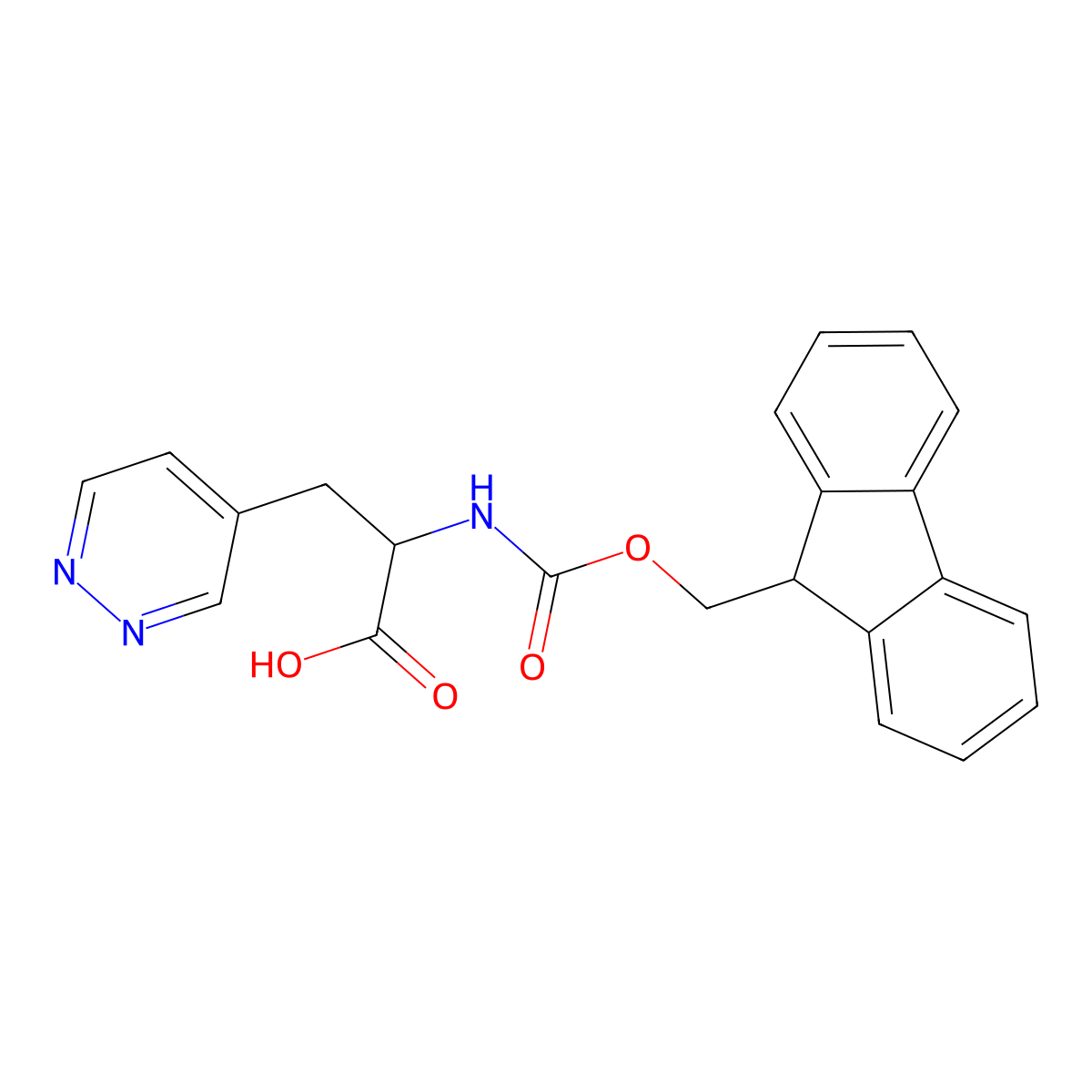 2-({[(9H-fluoren-9-yl)methoxy]carbonyl}amino)-3-(pyridazin-4-yl)propanoicacid molecular structure, CAS 2137506-27-3