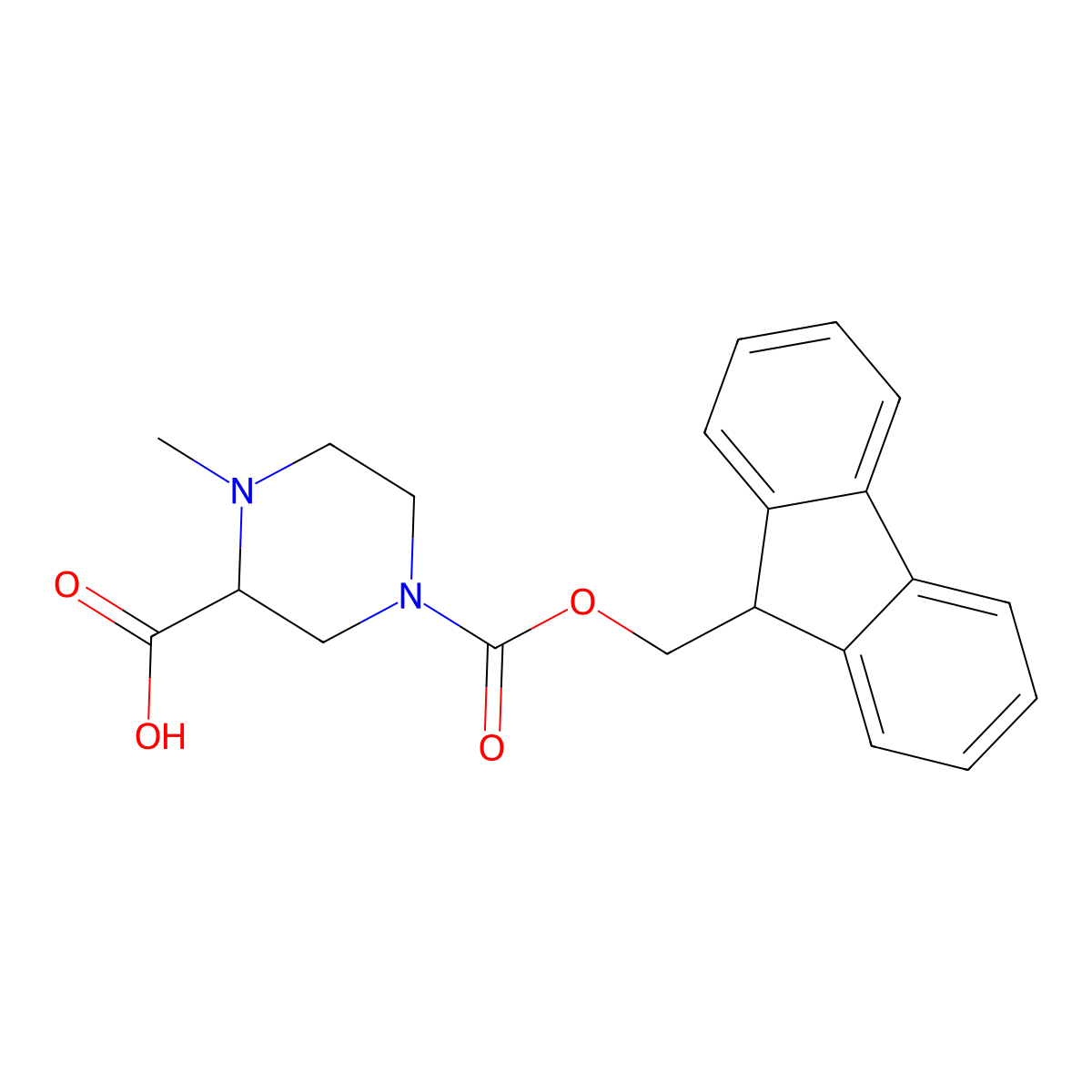 4-{[(9H-fluoren-9-yl)methoxy]carbonyl}-1-methylpiperazine-2-carboxylic acid molecular structure, CAS 2137506-61-5
