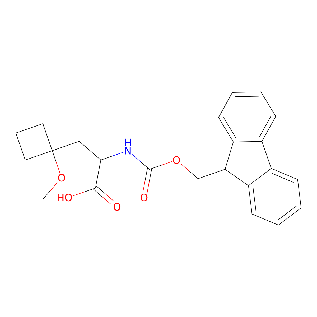 2-({[(9H-fluoren-9-yl)methoxy]carbonyl}amino)-3-(1-methoxycyclobutyl)propanoic acid molecular structure, CAS 2137507-09-4