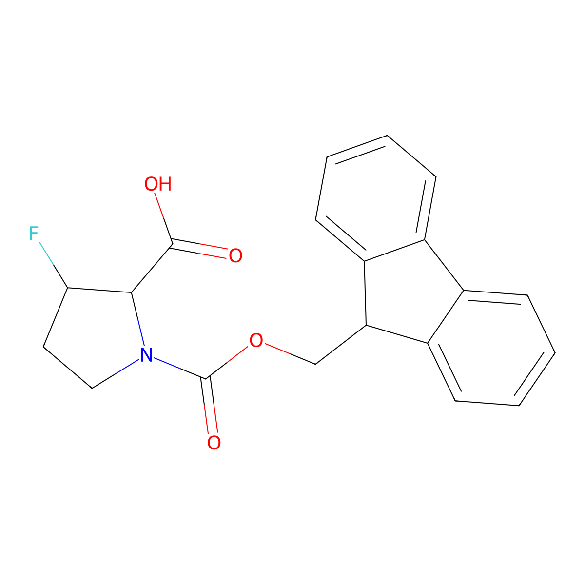 1-(9H-Fluoren-9-ylmethoxycarbonyl)-3-fluoropyrrolidine-2-carboxylic acid molecular structure, CAS 2137507-12-9