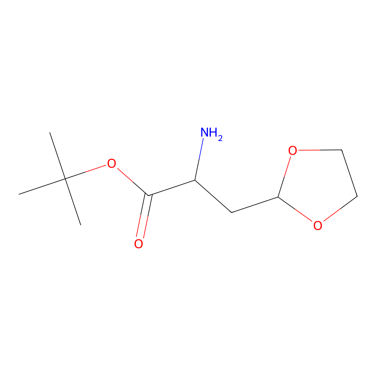 Tert-butyl 2-amino-3-(1,3-dioxolan-2-yl)propanoate molecular structure, CAS 2137509-61-4