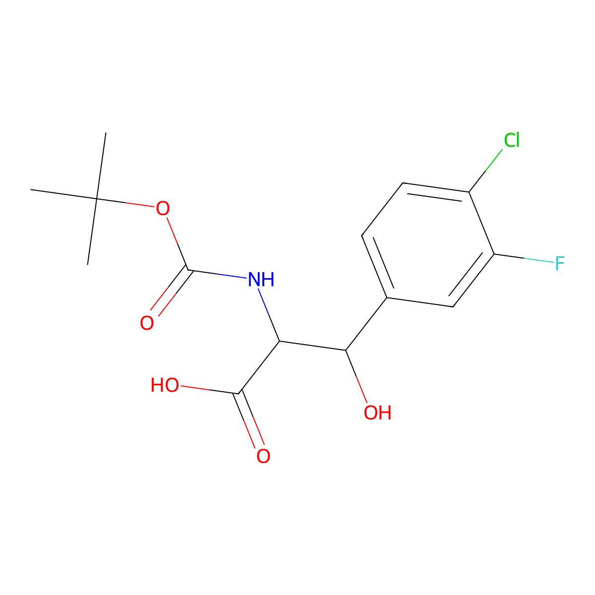 2-{[(Tert-butoxy)carbonyl]amino}-3-(4-chloro-3-fluorophenyl)-3-hydroxypropanoic acid molecular structure, CAS 2137509-72-7