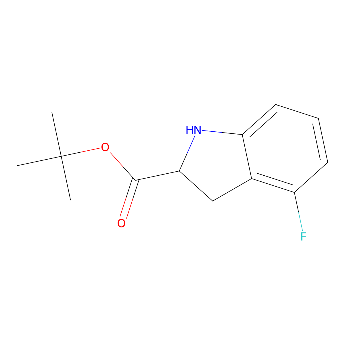 tert-butyl 4-fluoro-2,3-dihydro-1H-indole-2-carboxylate molecular structure, CAS 2137509-98-7