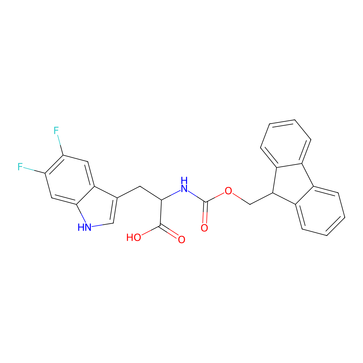 3-(5,6-difluoro-1H-indol-3-yl)-2-({[(9H-fluoren-9-yl)methoxy]carbonyl}amino)propanoic acid molecular structure, CAS 2137510-39-3