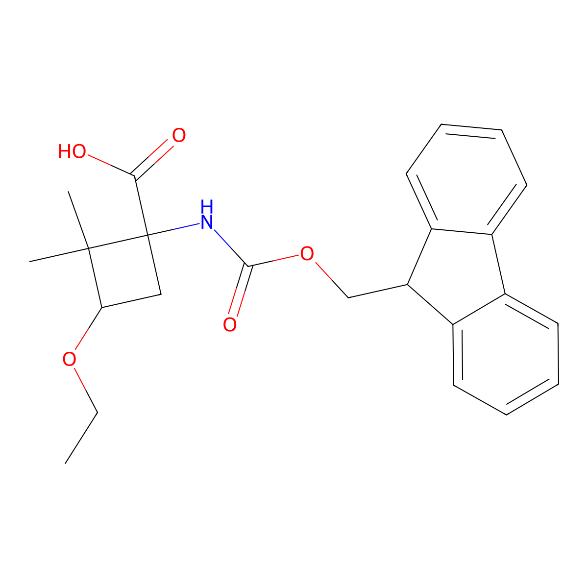 3-ethoxy-1-({[(9H-fluoren-9-yl)methoxy]carbonyl}amino)-2,2-dimethylcyclobutane-1-carboxylic acid molecular structure, CAS 2137510-51-9