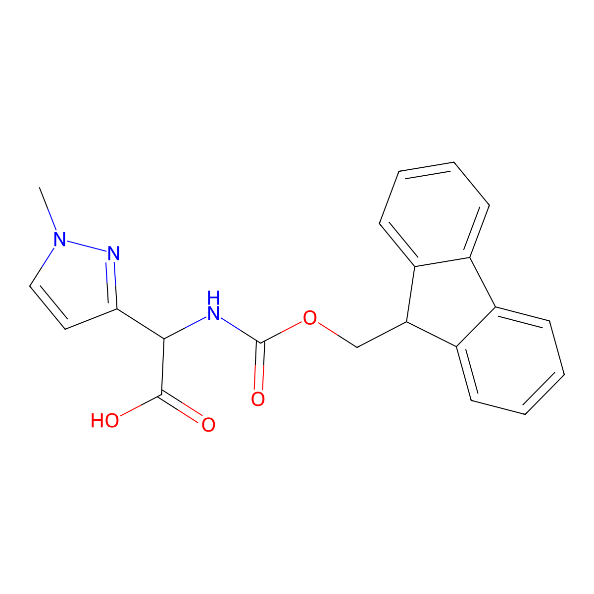 2-({[(9H-fluoren-9-yl)methoxy]carbonyl}amino)-2-(1-methyl-1H-pyrazol-3-yl)acetic acid molecular structure, CAS 2137513-06-3