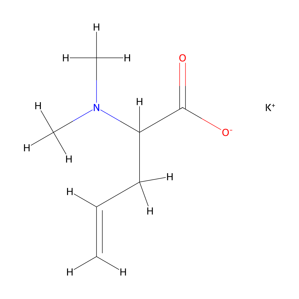 Potassium 2-(dimethylamino)pent-4-enoate molecular structure, CAS 2137514-64-6