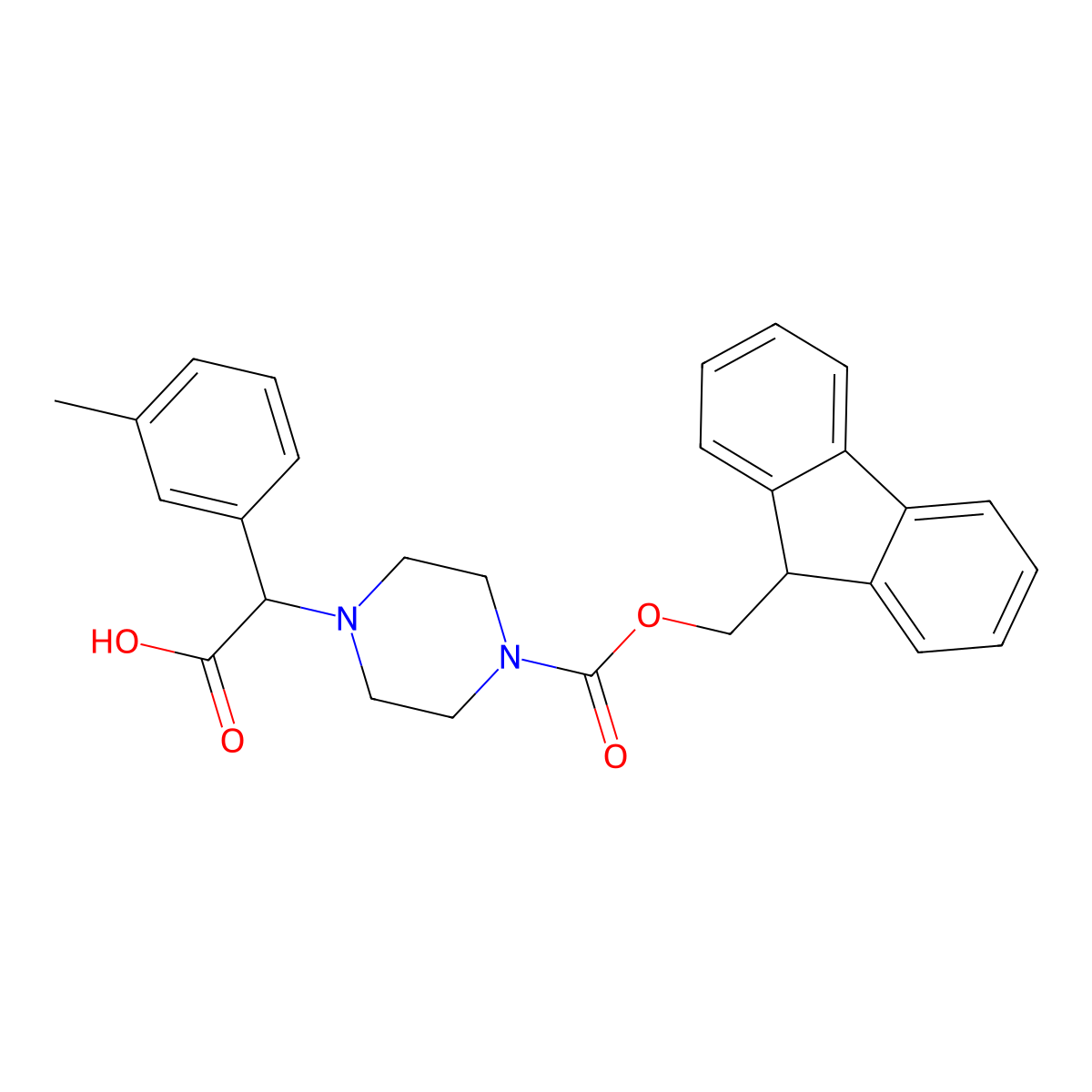 2-(4-{[(9H-fluoren-9-yl)methoxy]carbonyl}piperazin-1-yl)-2-(3-methylphenyl)acetic acid molecular structure, CAS 2137515-68-3