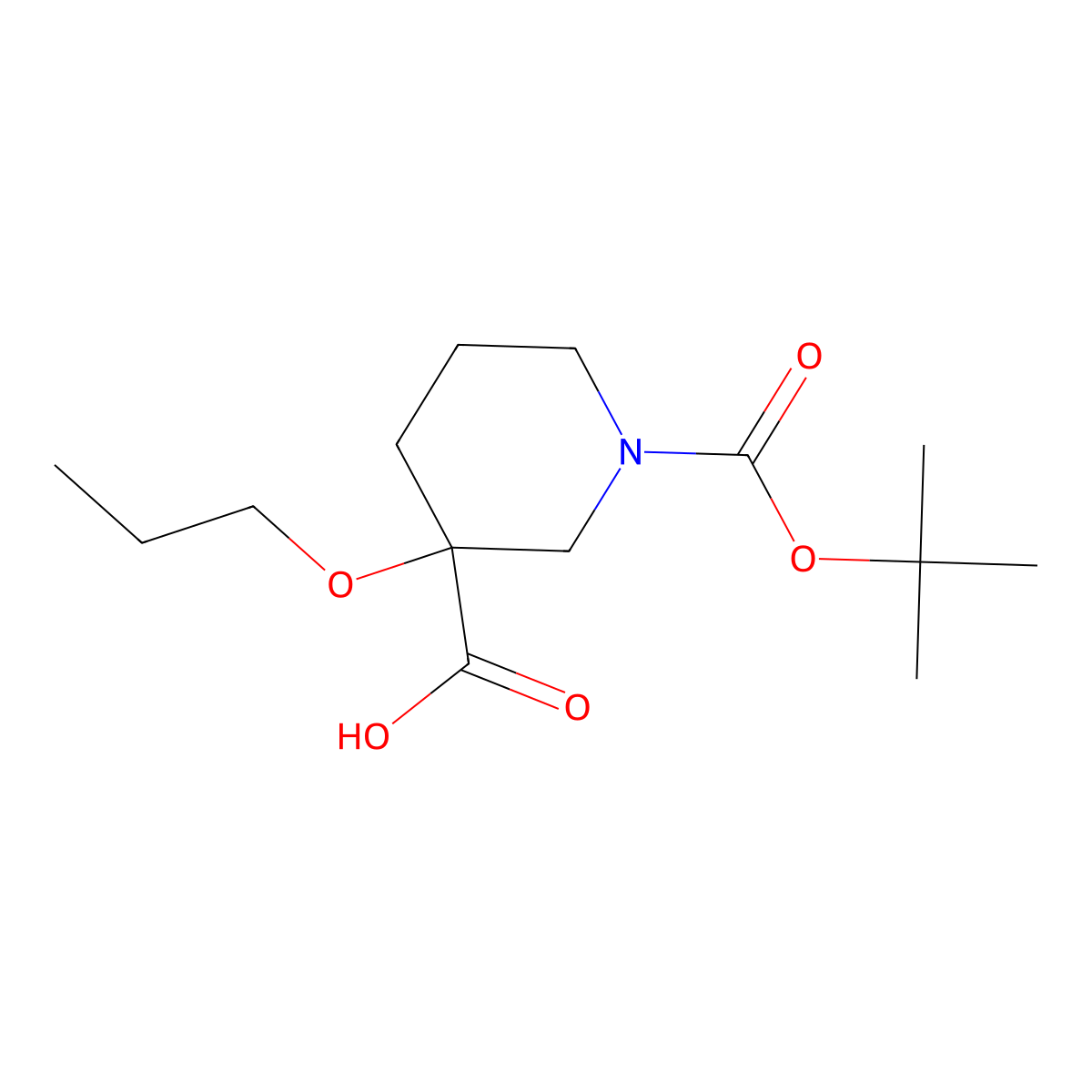 1-[(Tert-butoxy)carbonyl]-3-propoxypiperidine-3-carboxylicacid molecular structure, CAS 2137515-80-9