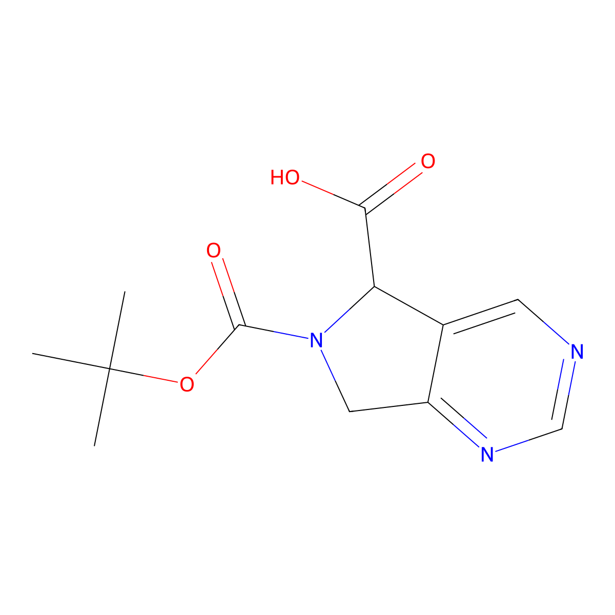 6-[(tert-butoxy)carbonyl]-5H,6H,7H-pyrrolo[3,4-d]pyrimidine-5-carboxylic acid molecular structure, CAS 2137515-95-6