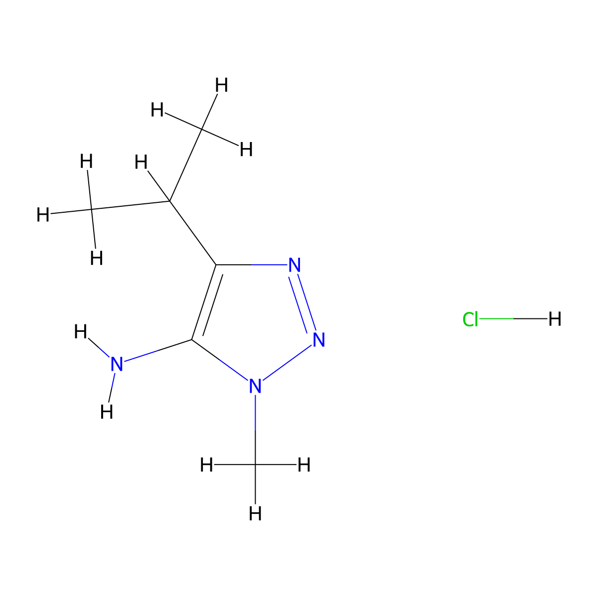 1-methyl-4-(propan-2-yl)-1H-1,2,3-triazol-5-amine hydrochloride molecular structure, CAS 2137516-65-3