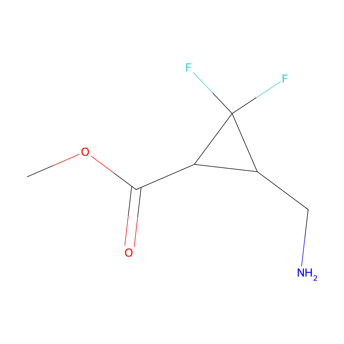 Methyl 3-(aminomethyl)-2,2-difluorocyclopropane-1-carboxylate molecular structure, CAS 2137516-91-5