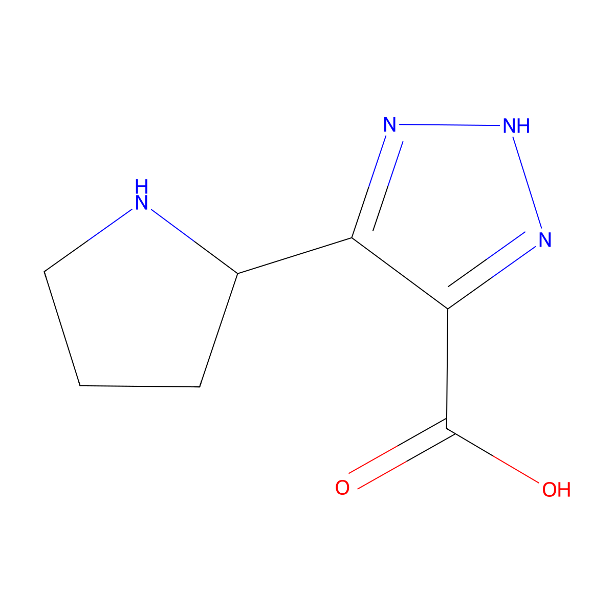 5-(pyrrolidin-2-yl)-1H-1,2,3-triazole-4-carboxylic acid molecular structure, CAS 2137516-96-0