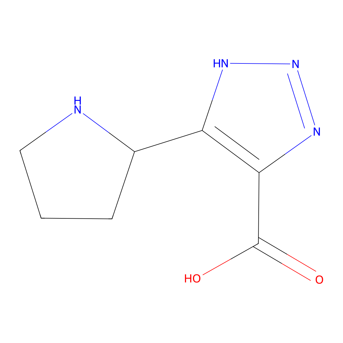 5-(pyrrolidin-2-yl)-1H-1,2,3-triazole-4-carboxylic acid molecular structure, CAS 2137516-96-0