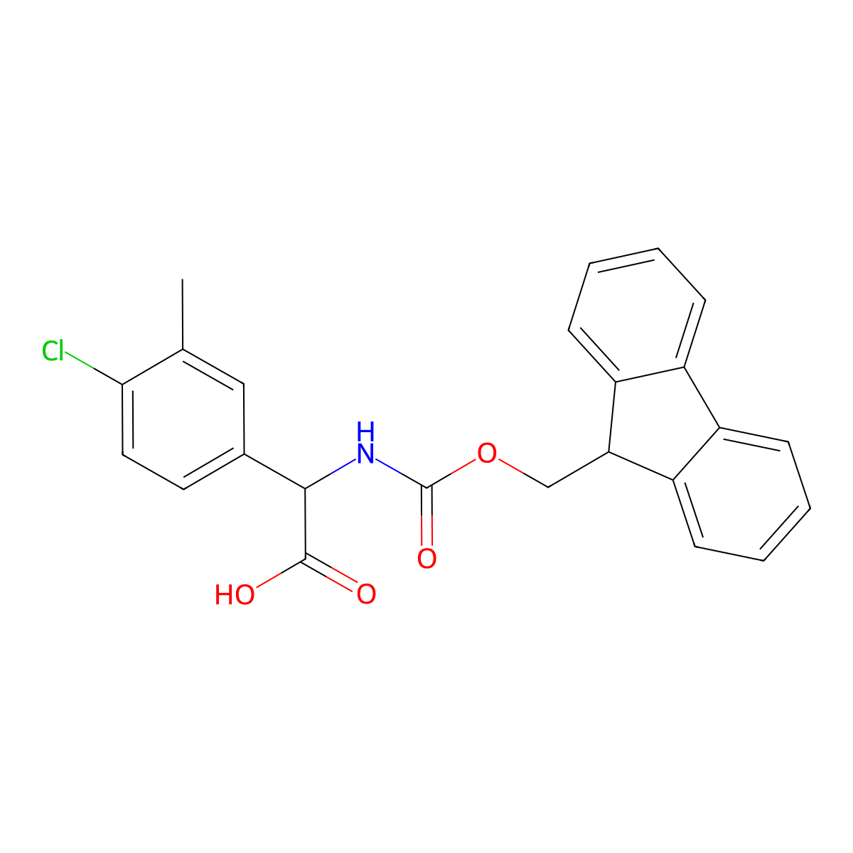 2-(4-chloro-3-methylphenyl)-2-({[(9H-fluoren-9-yl)methoxy]carbonyl}amino)acetic acid molecular structure, CAS 2137517-18-9