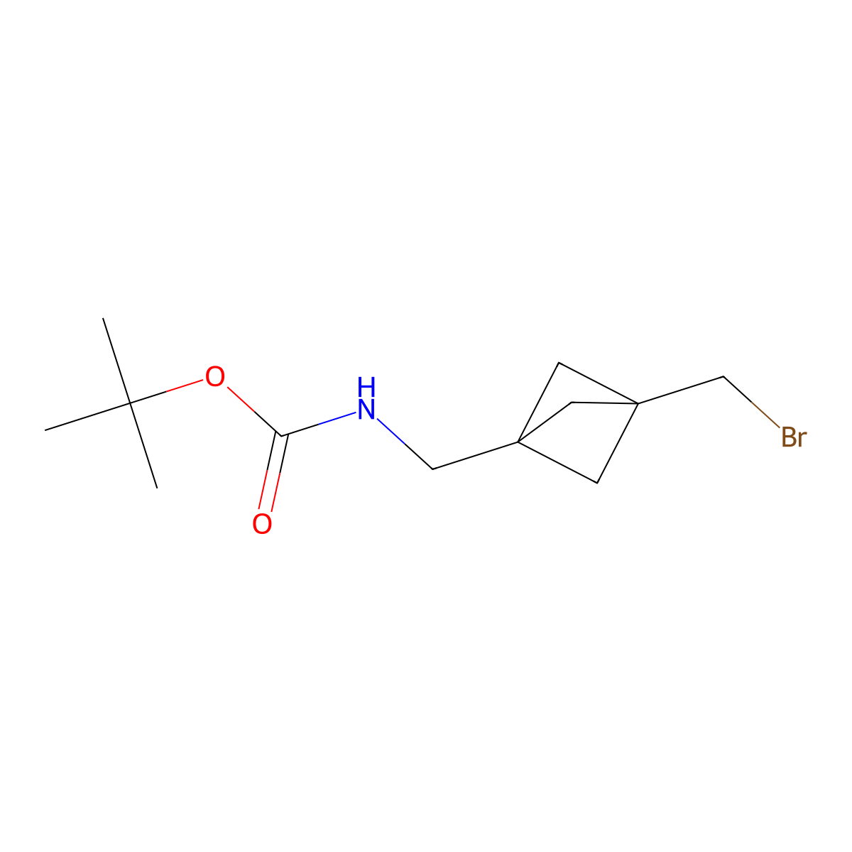 tert-butyl N-{[3-(bromomethyl)bicyclo[1.1.1]pentan-1-yl]methyl}carbamate molecular structure, CAS 2137518-72-8