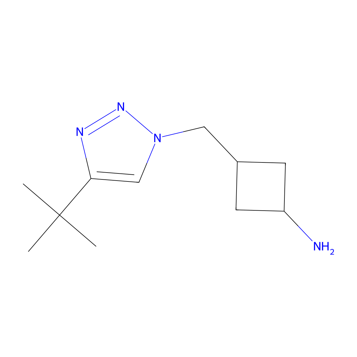3-[(4-tert-butyl-1H-1,2,3-triazol-1-yl)methyl]cyclobutan-1-amine molecular structure, CAS 2137519-00-5