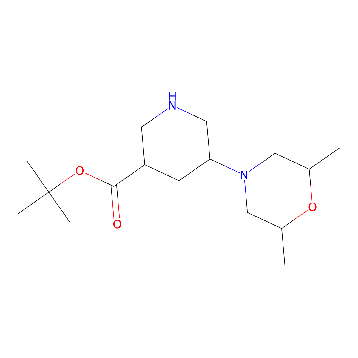 Tert-butyl 5-(2,6-dimethylmorpholin-4-yl)piperidine-3-carboxylate molecular structure, CAS 2137519-04-9