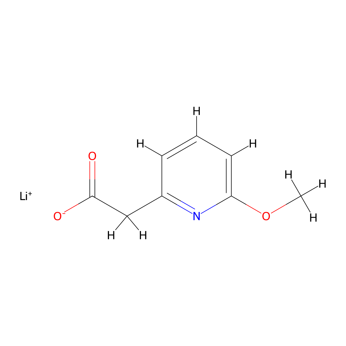 Lithium(1+) 2-(6-methoxypyridin-2-yl)acetate molecular structure, CAS 2137530-32-4