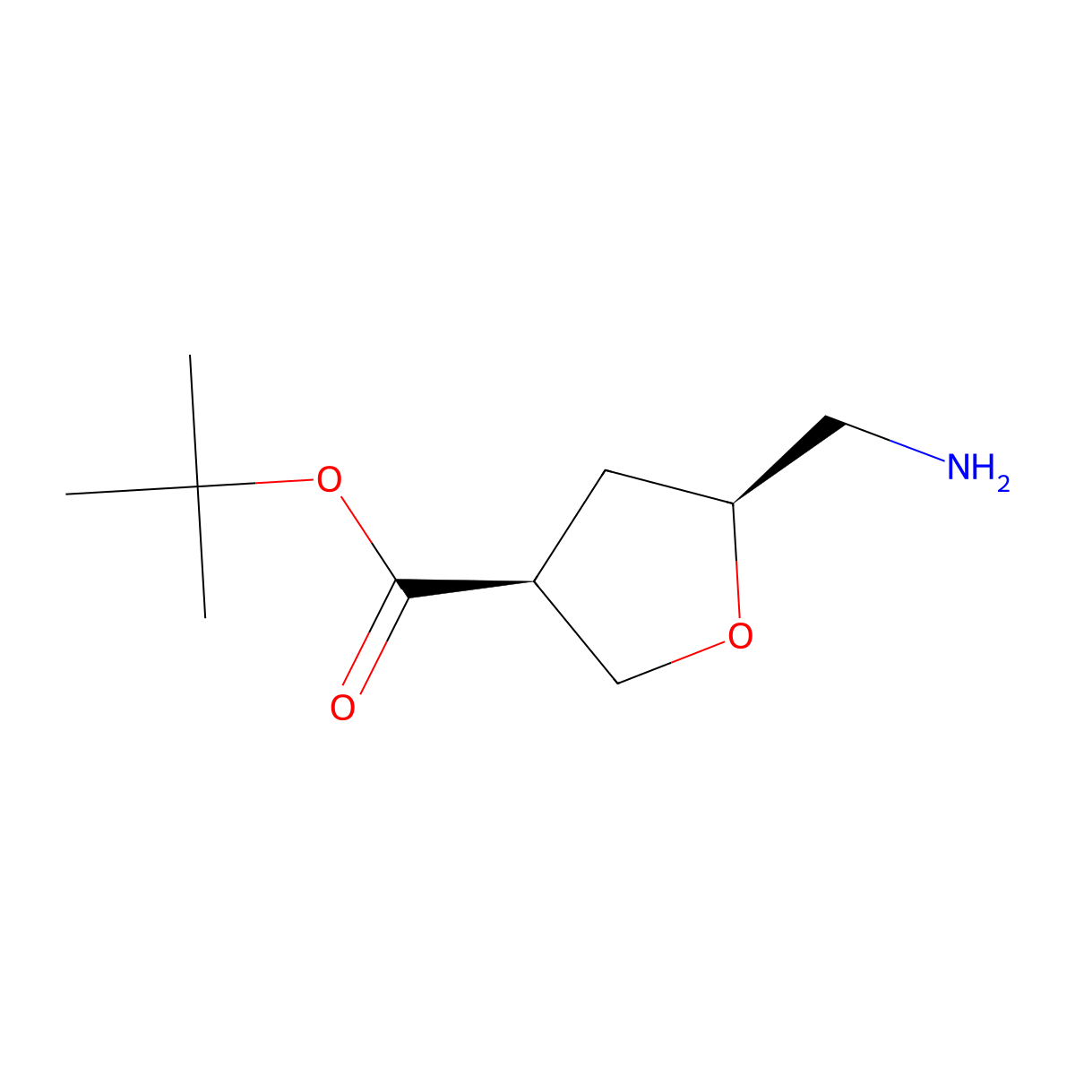 rac-tert-butyl (3R,5R)-5-(aminomethyl)oxolane-3-carboxylate molecular structure, CAS 2137530-75-5