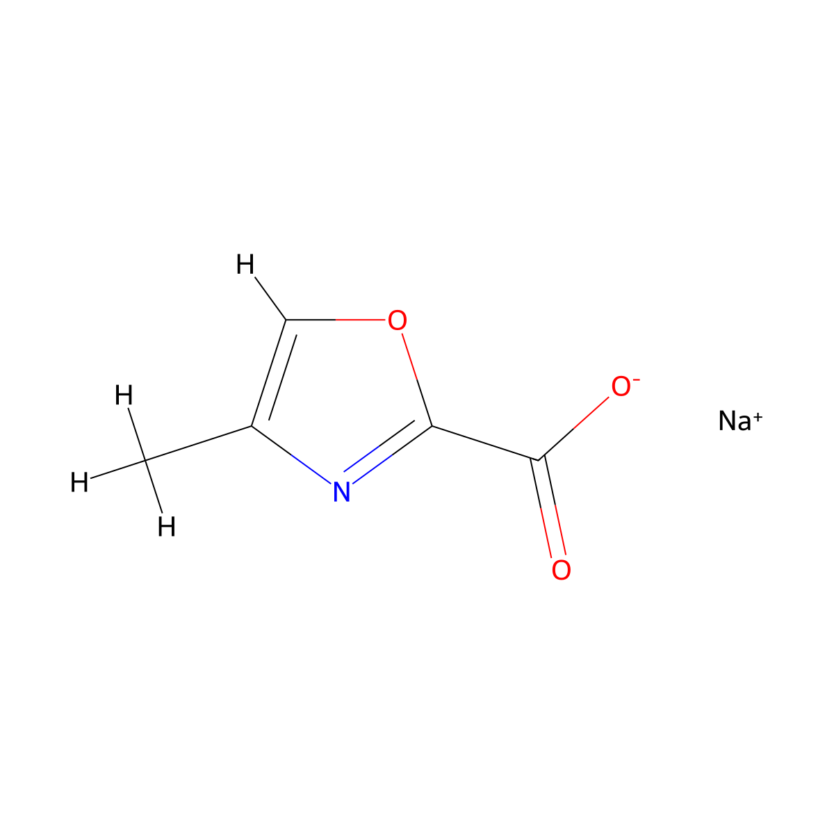 Sodium 4-methyl-1,3-oxazole-2-carboxylate molecular structure, CAS 2137530-82-4