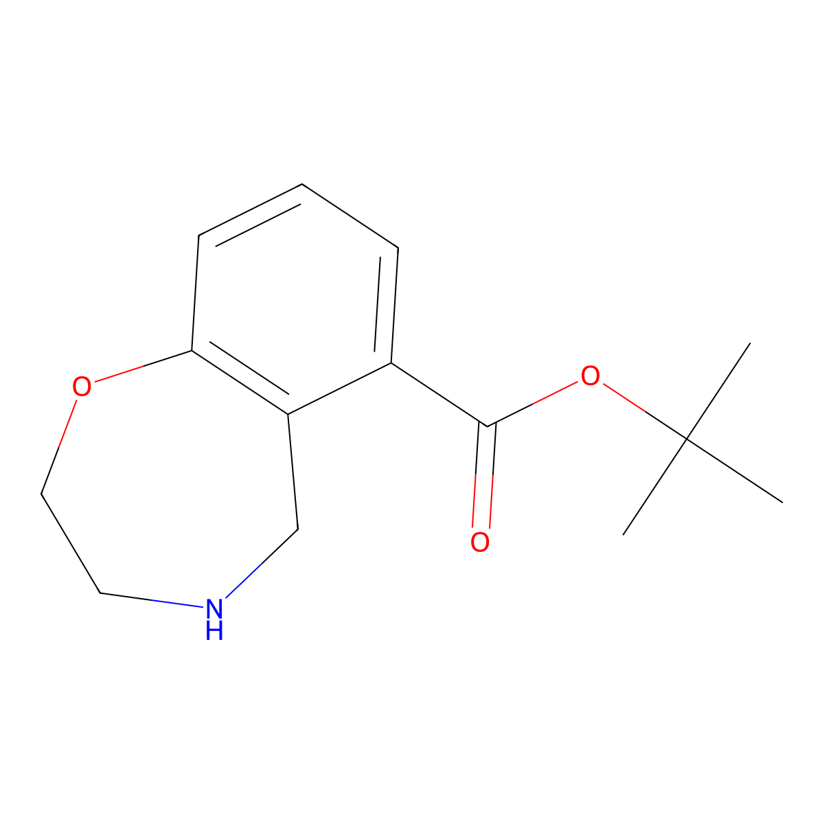 Tert-butyl 2,3,4,5-tetrahydro-1,4-benzoxazepine-6-carboxylate molecular structure, CAS 2137533-35-6