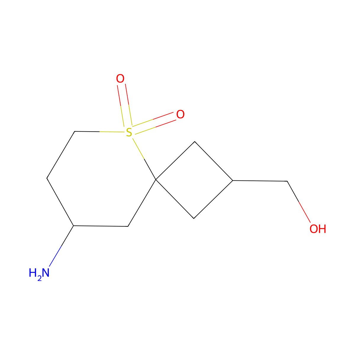 8-Amino-2-(hydroxymethyl)-5lambda6-thiaspiro[3.5]nonane-5,5-dione molecular structure, CAS 2137533-59-4