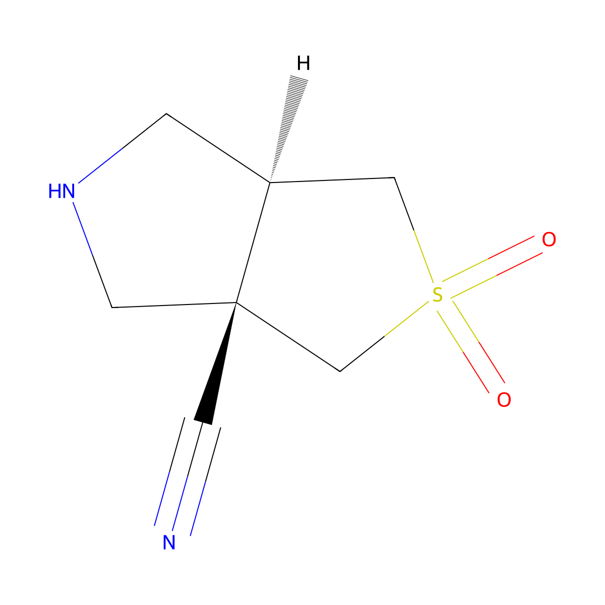 rac-(3aR,6aR)-2,2-dioxo-hexahydro-1H-2lambda6-thieno[3,4-c]pyrrole-3a-carbonitrile molecular structure, CAS 2137534-85-9