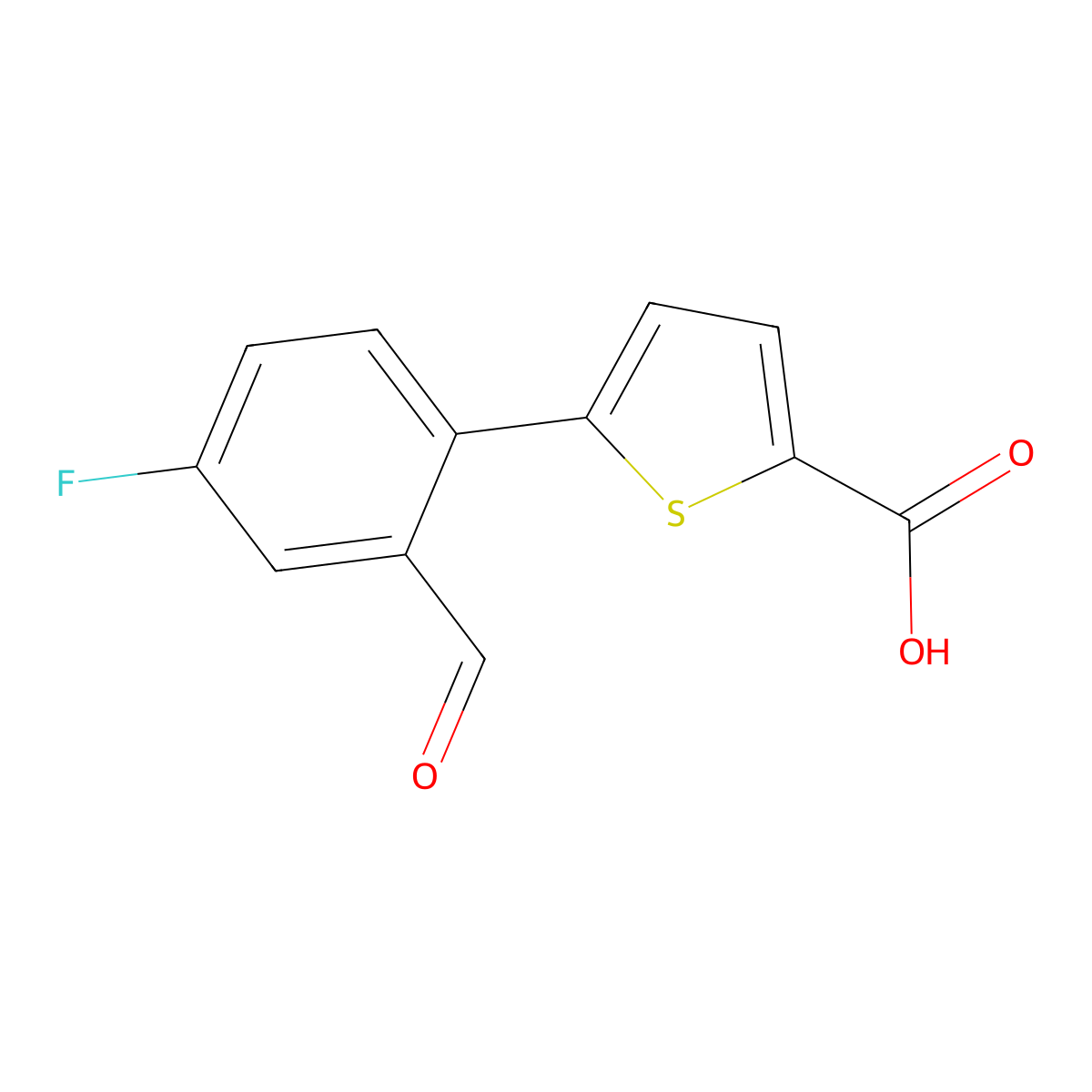 5-(4-Fluoro-2-formylphenyl)thiophene-2-carboxylic acid molecular structure, CAS 2137534-91-7