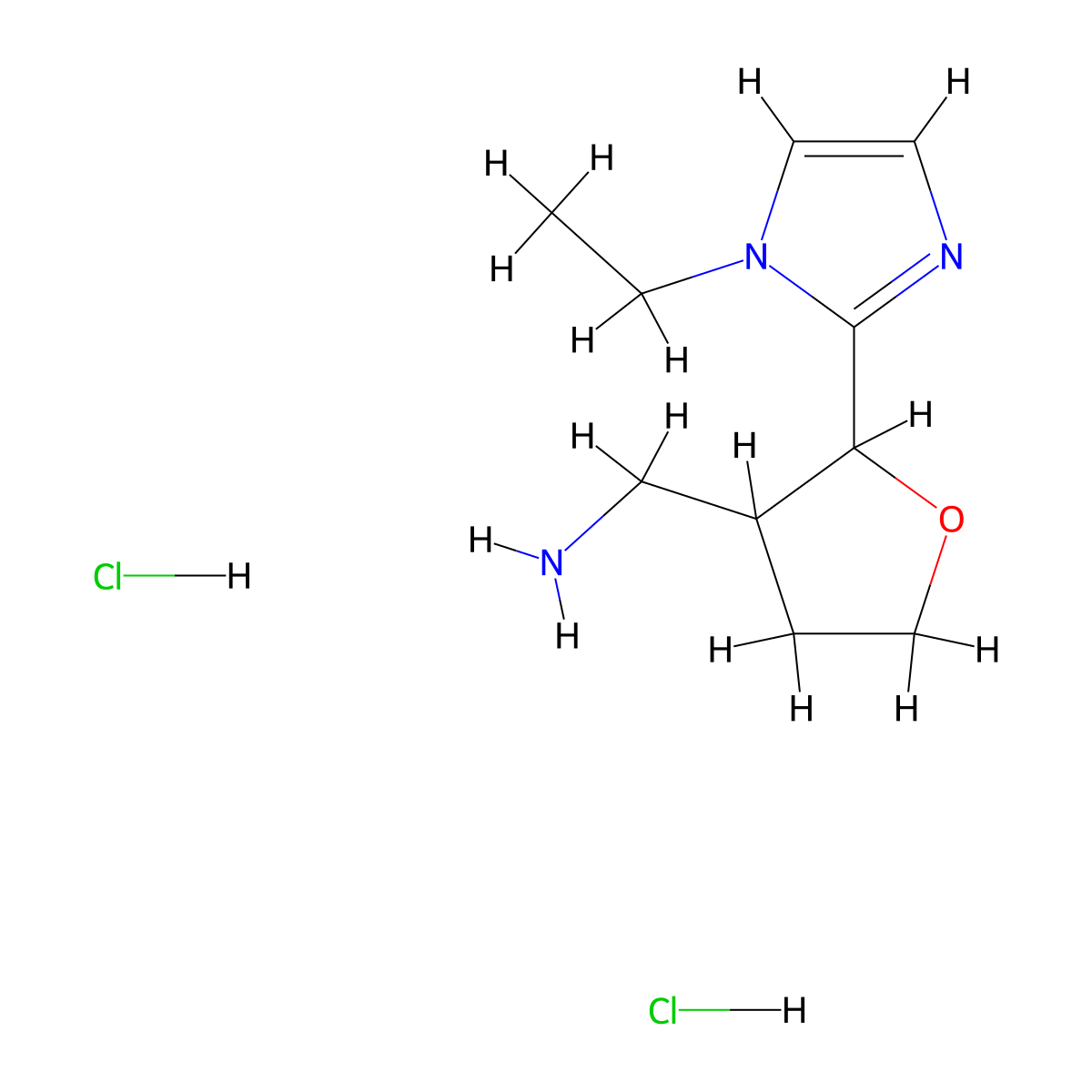 [2-(1-ethyl-1H-imidazol-2-yl)oxolan-3-yl]methanamine dihydrochloride molecular structure, CAS 2137534-96-2