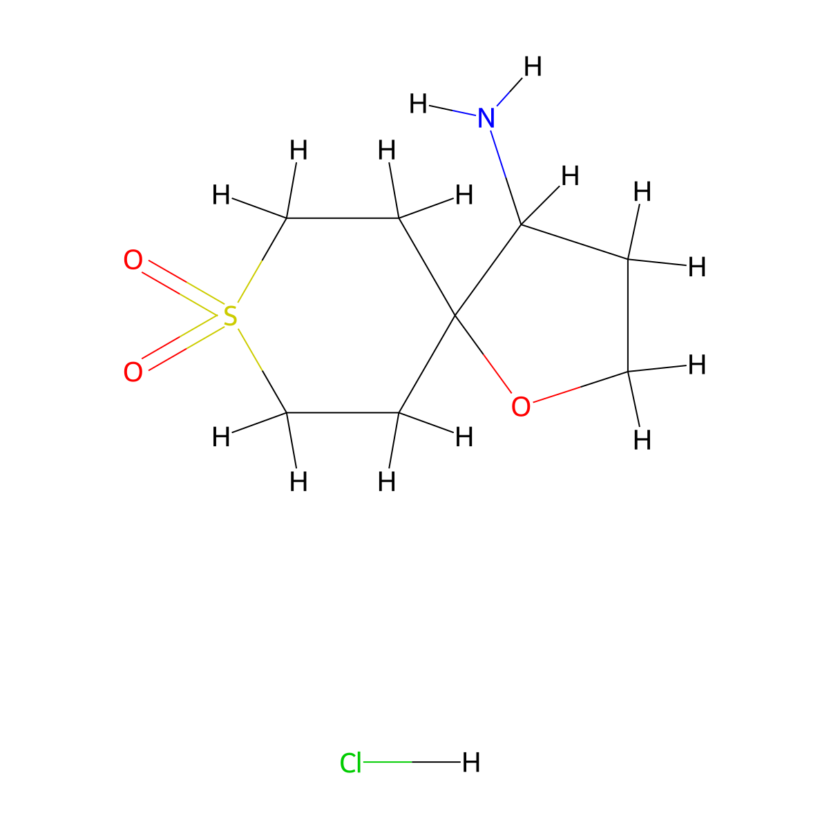 4-Amino-1-oxa-8lambda6-thiaspiro[4.5]decane-8,8-dione hydrochloride molecular structure, CAS 2137535-19-2