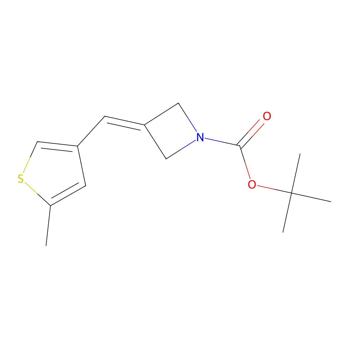 Tert-butyl 3-[(5-methylthiophen-3-yl)methylidene]azetidine-1-carboxylate molecular structure, CAS 2137535-88-5