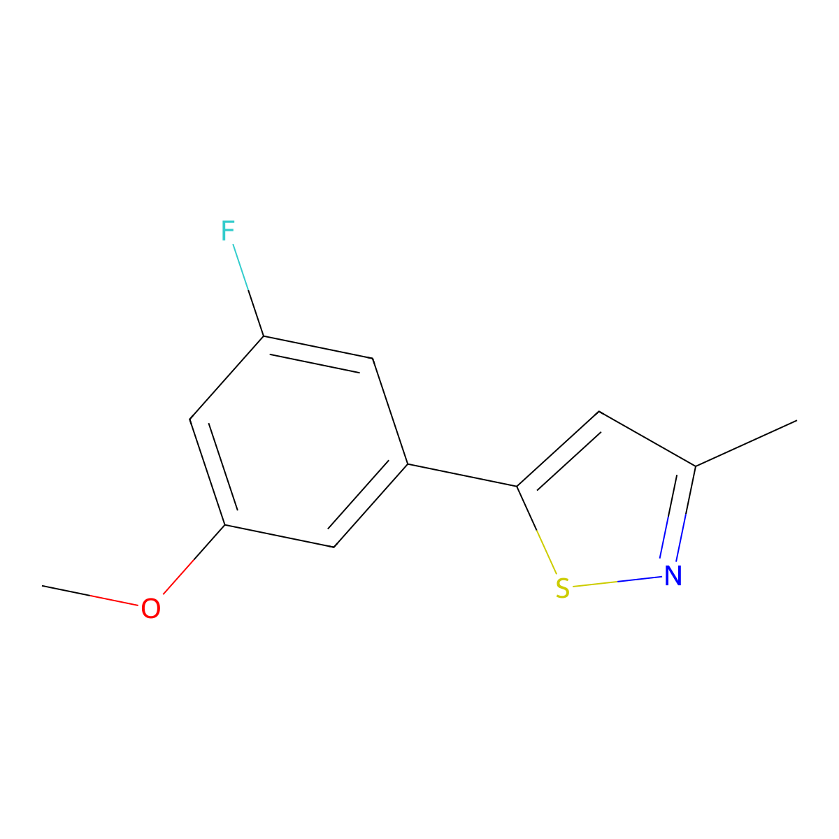 5-(3-Fluoro-5-methoxyphenyl)-3-methyl-1,2-thiazole molecular structure, CAS 2137536-26-4