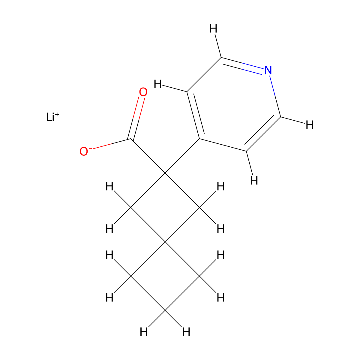Lithium(1+) ion 2-(pyridin-4-yl)spiro[3.3]heptane-2-carboxylate molecular structure, CAS 2137536-42-4