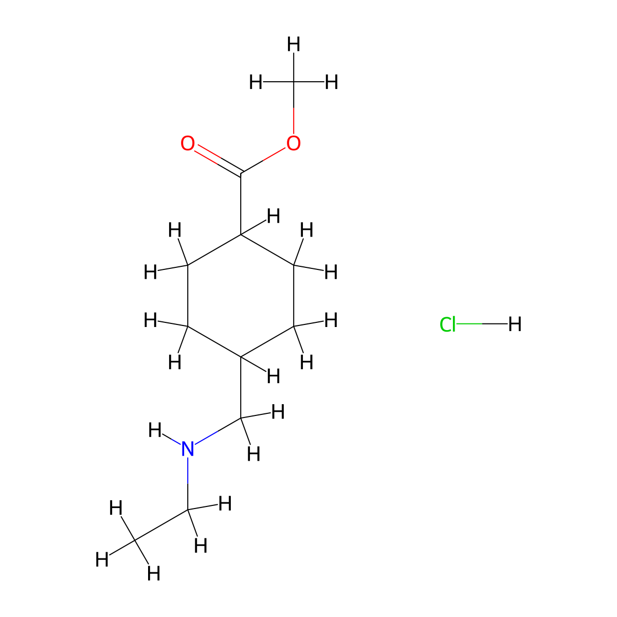 Methyl 4-[(ethylamino)methyl]cyclohexane-1-carboxylate hydrochloride molecular structure, CAS 2137536-43-5